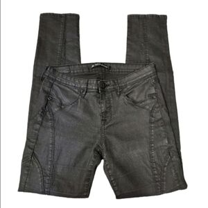 David Bitton Jeans Low Rise Straight Leg Black Moto Style Stretch Denim Size 28